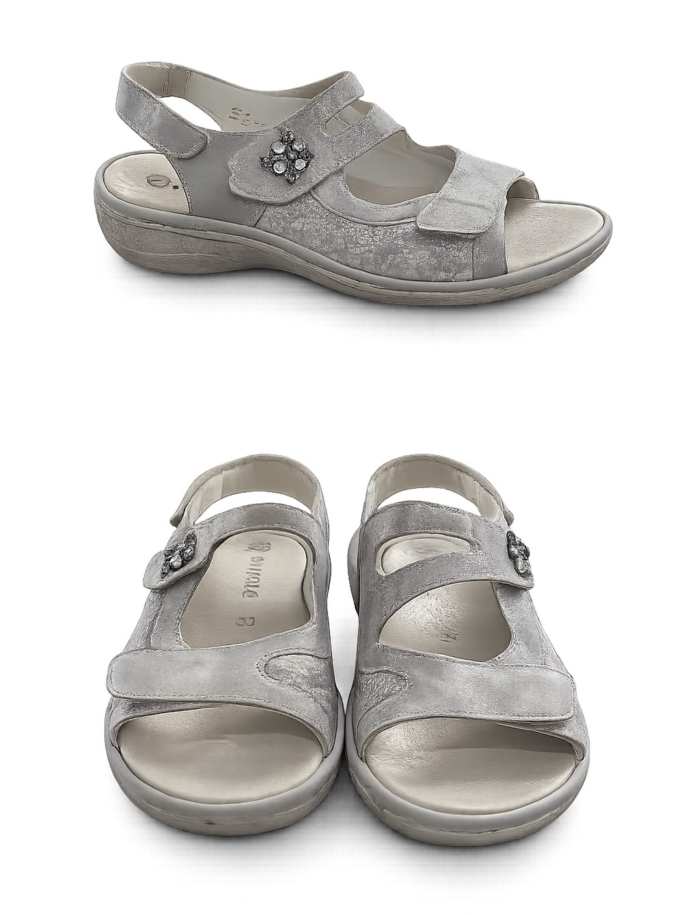 Remonte Silver Suede Adjustable Mary Jane Sandals